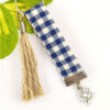Porte clés tissu Vichy bleu