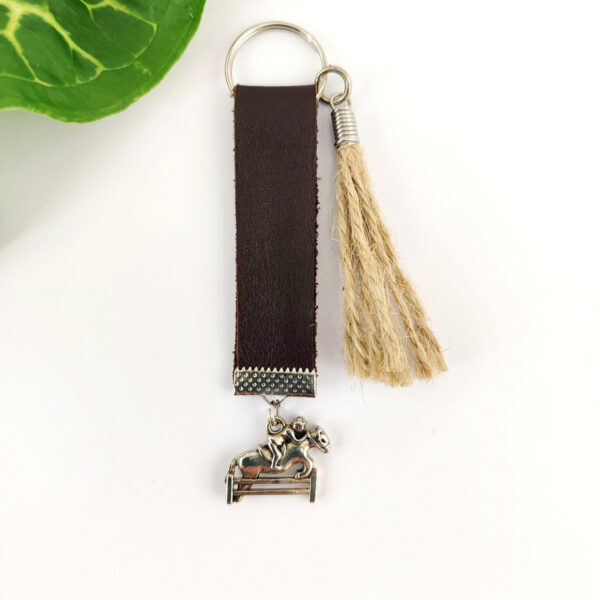 Porte clés cuir avec pendentif cheval