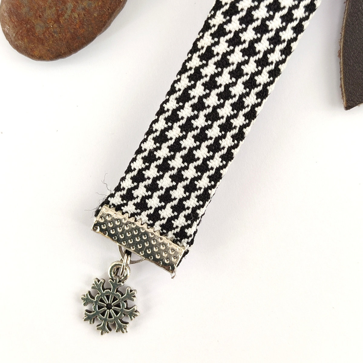 Bijou de licol tissu pied de poule