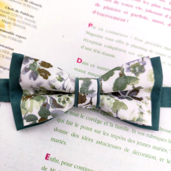 Noeud papillon double vert sauge pour enfant