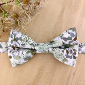 Noeud papillon fleurs vert sauge