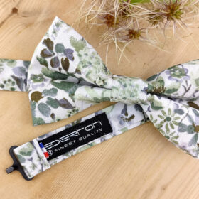 Noeud papillon fleurs vert sauge