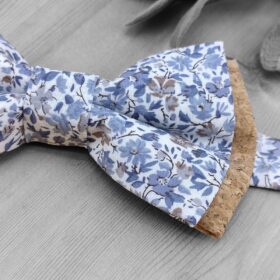 Noeud papillon Liberty bleu et liège naturel