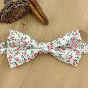 Noeud papillon double fleurs Liberty rose
