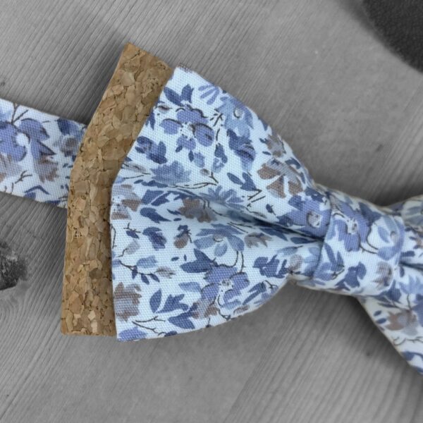 Noeud papillon enfant Liberty bleu et liège