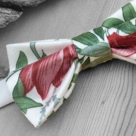 Nœud papillon fleur vieux rose