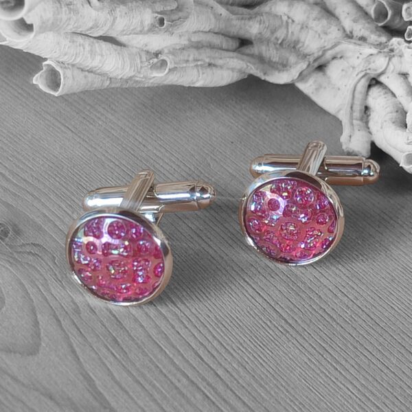 Boutons de manchettes strass roses