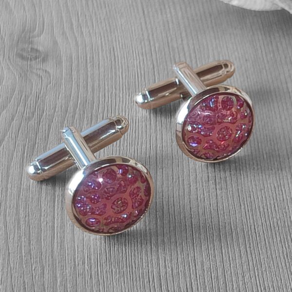 Boutons de manchettes strass roses