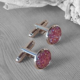 Boutons de manchettes strass roses