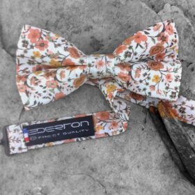 Nœud papillon double orange brûlée à fleurs