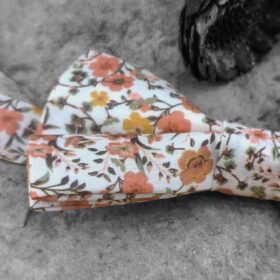 Noeud papillon double pour enfant à fleurs orange brûlée