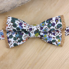 Noeud papillon Wiltshire vert et terracotta et liège naturel