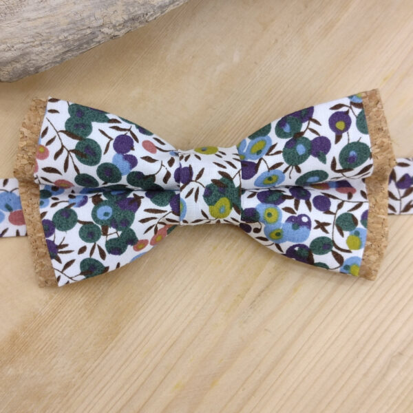 Noeud papillon Wiltshire vert et terracotta et liège naturel