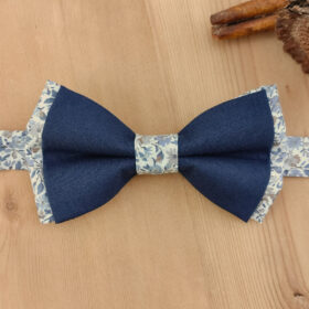 Nœud papillon bleu marine sur base Liberty bleu
