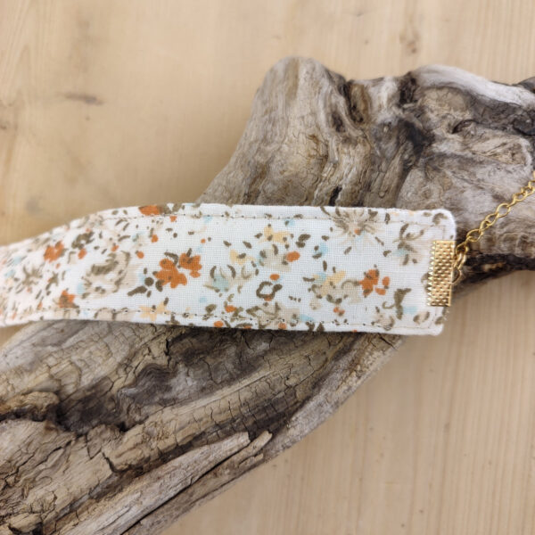 Bracelet manchette en tissu fleurs Terracotta