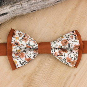 Nœud papillon Terracotta / fleurs orange brûlée