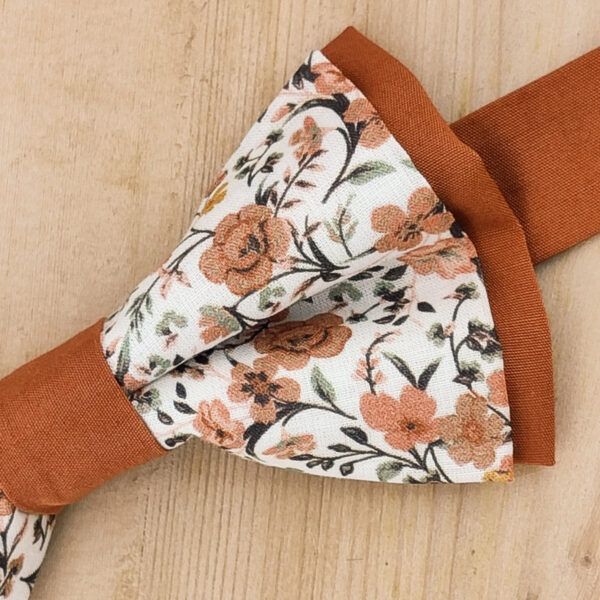 Nœud papillon Terracotta / fleurs orange brûlée