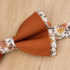 Noeud papillon pour enfant terracotta et fleurs orange brûlée