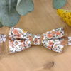 Nœud papillon liège et tissu orange brûlée