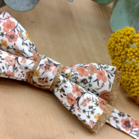 Noeud papillon enfant en liège et Liberty orange brûlée