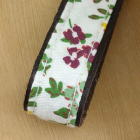 Porte clés cuir et tissu floral