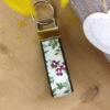 Porte clés cuir et tissu floral