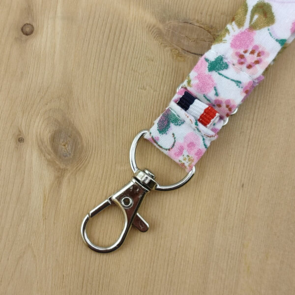 Dragonne porte badge / clés Sakura rose