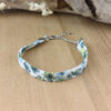Bracelet tissu fleuri vert