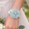 Bracelet ruban tessé perlé et fleur