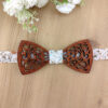Noeud papillon bois ajouré et tissu Terracotta