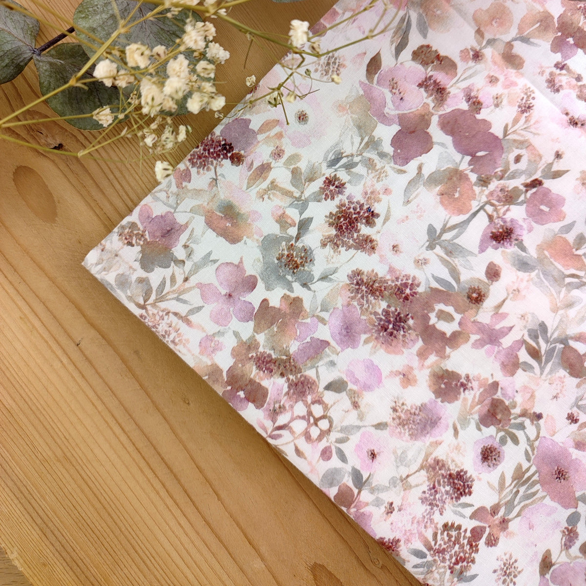 Pochette costume florale rose poudré et vert sauge