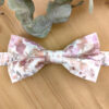 Nœud papillon double fleurs rose poudré et sauge