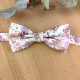 Noeud papillon double rose poudré et sauge pour enfant