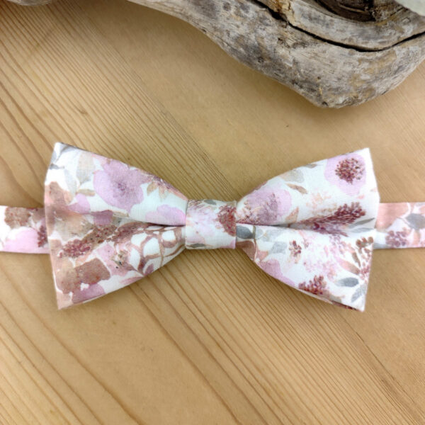 Noeud papillon rose poudré et sauge pour enfant