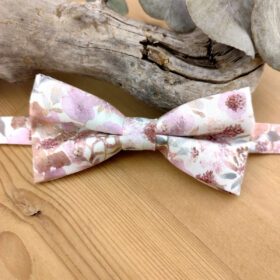 Noeud papillon rose poudré et sauge pour enfant
