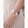 Bracelet dentelle avec fleur vieux rose