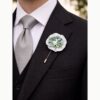 Boutonnière tissu floral vert