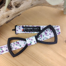 Noeud papillon bois et tissu Liberty violet
