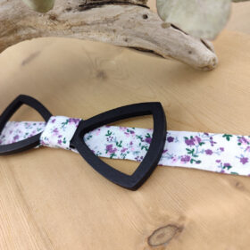 Noeud papillon bois et tissu Liberty violet