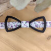 Noeud papillon bois et tissu Liberty violet