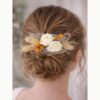 Peigne à cheveux feuille squelette, rose et baies