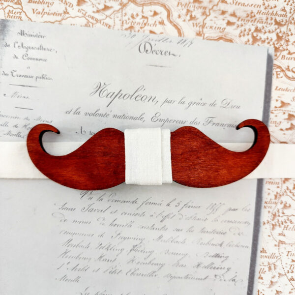 Noeud papillon bois moustache