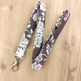 Dragonne porte badge / clés beige et marron
