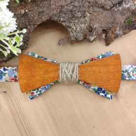 Noeud papillon bois et tissu Liberty
