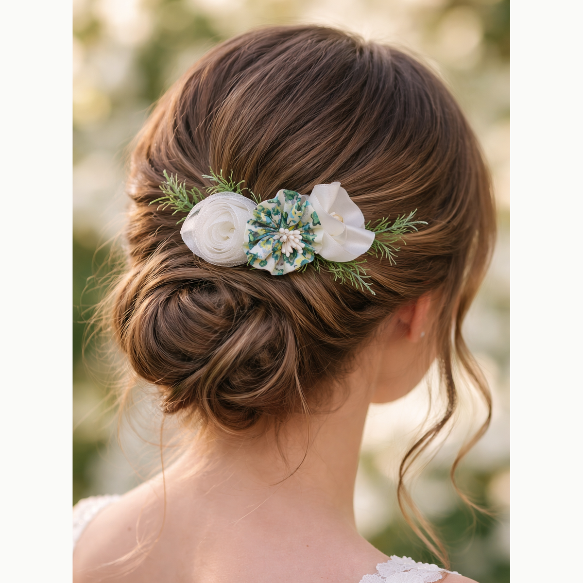 Peigne à cheveux fleurs rose et bleue