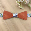 Noeud papillon bois et Liberty Wiltshire vert et terracotta