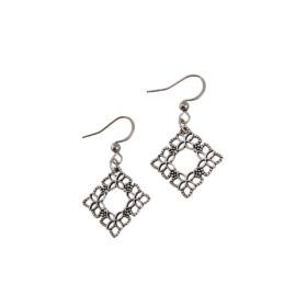 Boucles d'oreilles filigrane carré argenté