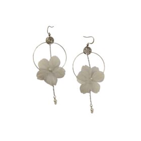 Parrure collier de dos et boucle d'oreilles fleurs et perles