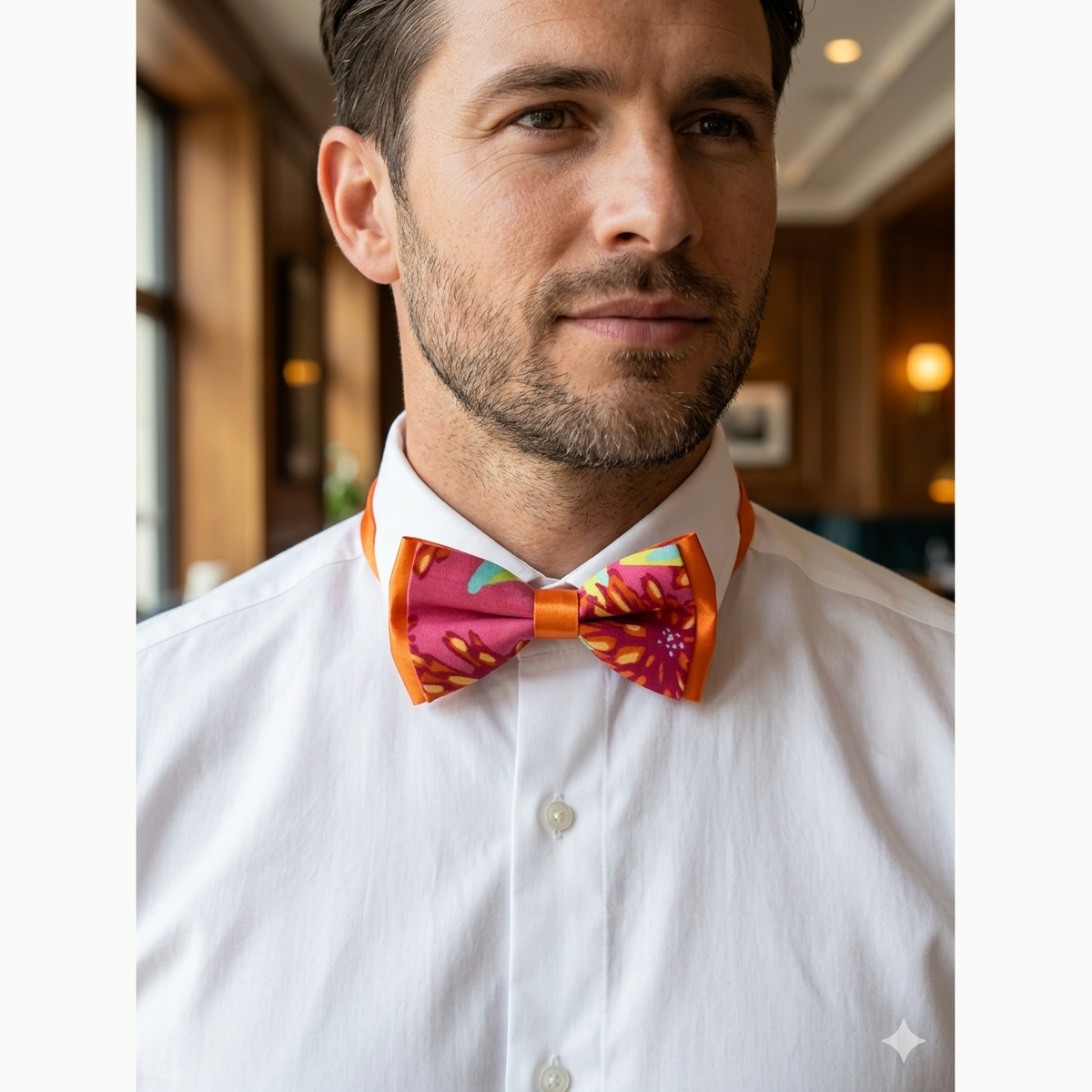 Nœud papillon orange et fuchsia