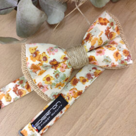 Noeud Papillon Fleuri Boho et Jute – Terracotta, Orange Brûlée & Vert Sauge